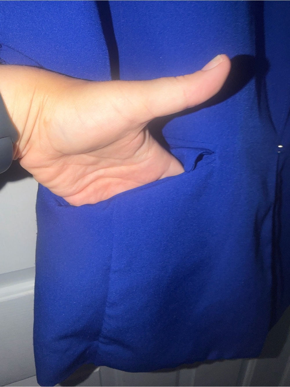 INC International Concepts Cobalt Blue 3/4 Ruched Sleeve Blazer L - Picture 3 of 7